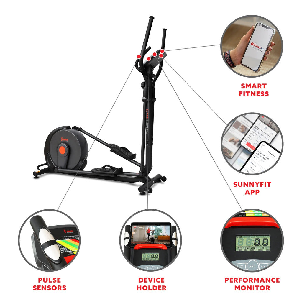 Sunny Power Stride Smart Elliptical Cross Trainer Machine