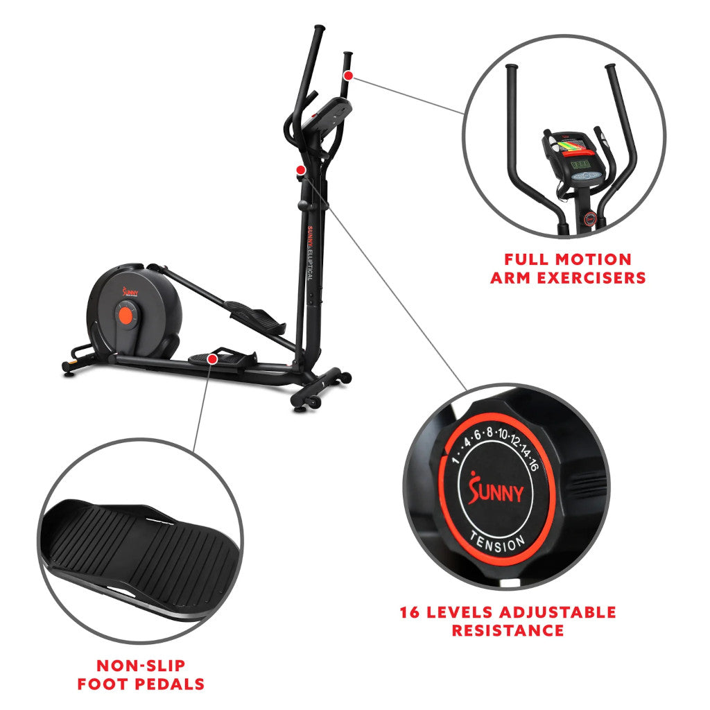 Sunny Power Stride Smart Elliptical Cross Trainer Machine