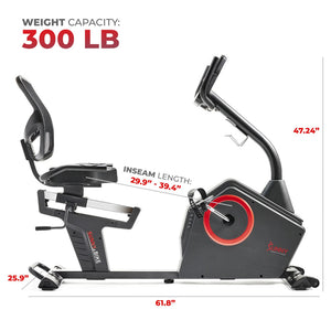 Sunny Premium Magnetic Resistance Smart Recumbent Bike