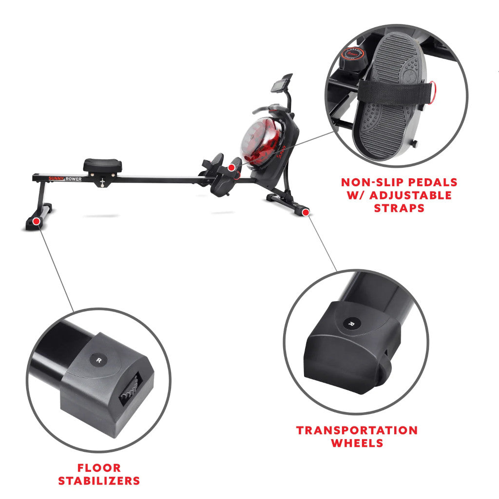 Sunny Hydro + Dual Resistance Smart Magnetic Water Rowing Machine