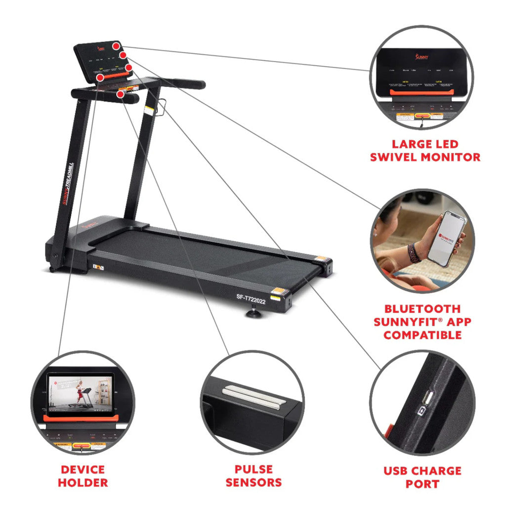 Sunny Interactive Slim Auto Incline Treadmill