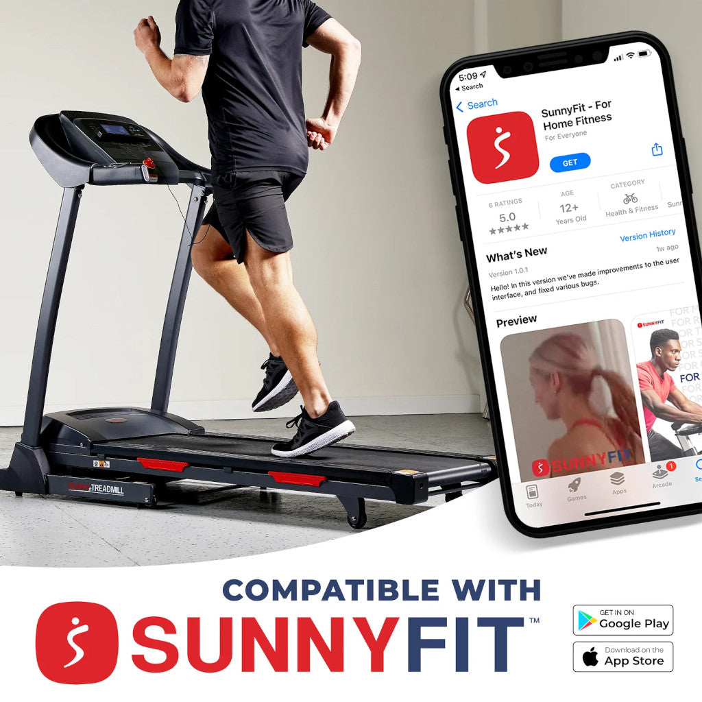 Sunny Premium Folding Auto-Incline Smart Treadmill